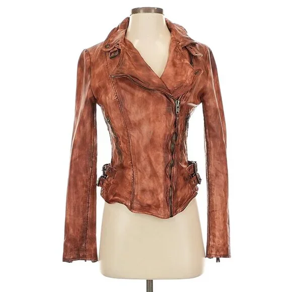 Free People Muubaa Distressed Leather Moto Biker Jacket 4| Indie Coastal Cowgirl - Picture 2 of 16